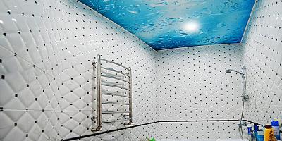 Натяжной потолок с фотопечатью в ванную 6 кв.м